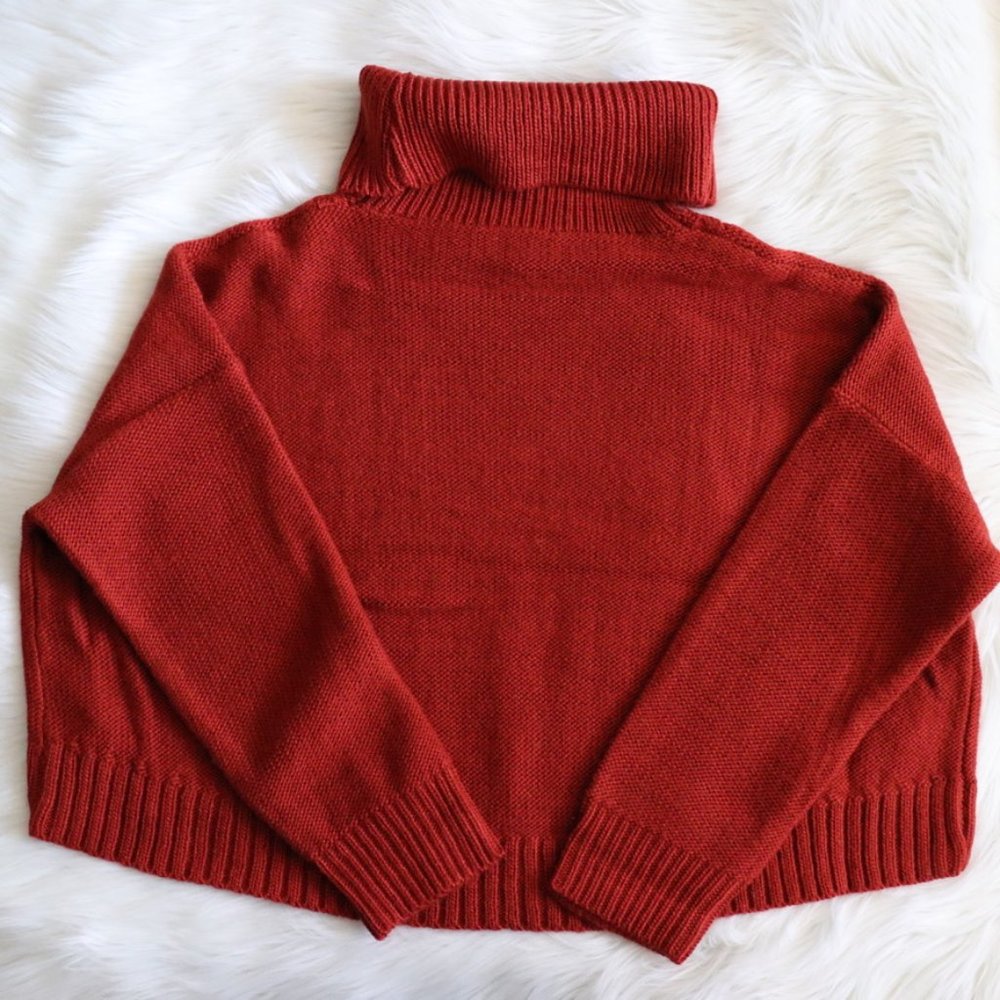 BB Dakota Burnt Orange Turtleneck Wool Sweater M - Picture 8 of 9